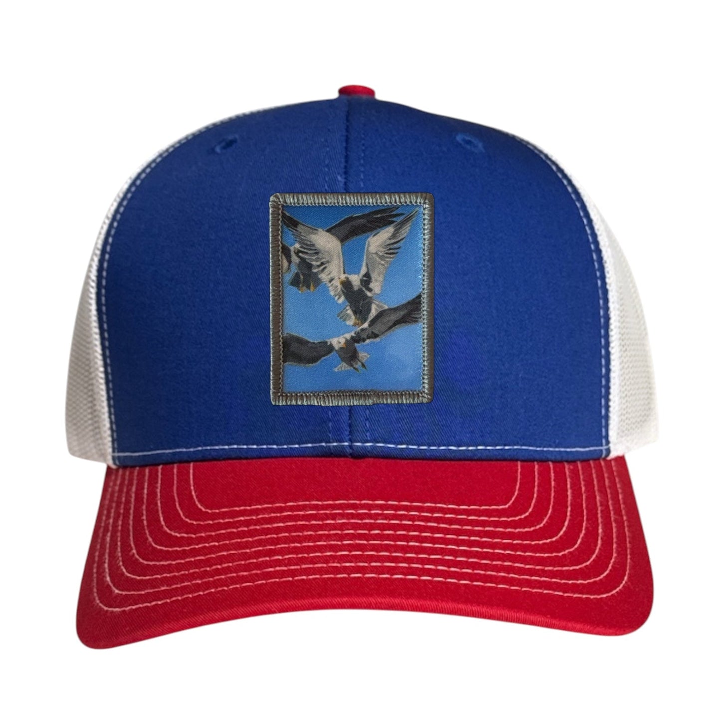 Flock Of Seagulls Trucker Hat Hats FlynHats Red/White/Royal