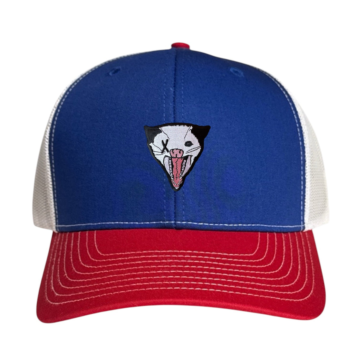 NOT DEAD YET Trucker Hat Hats FlynHats Red/White/Royal Small