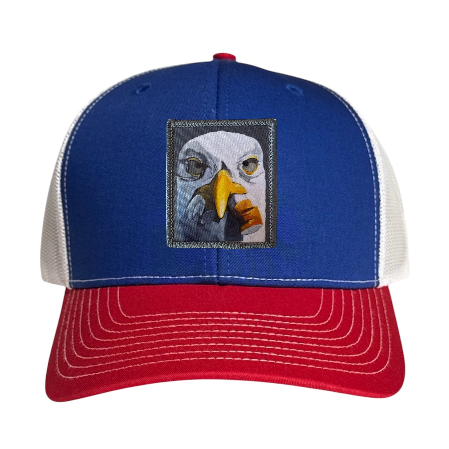 Seagull With Cig Trucker Hat Hats FlynHats Red/White/Royal