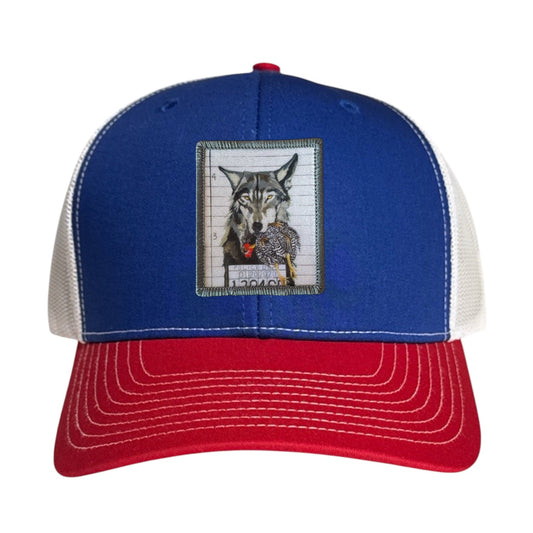 The Usual Suspects: Wolf Trucker Hat Hats FlynHats Red/White/Royal