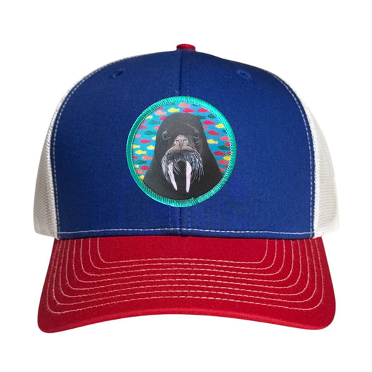 Walrus Trucker Hat Hats FlynHats Red/White/Royal