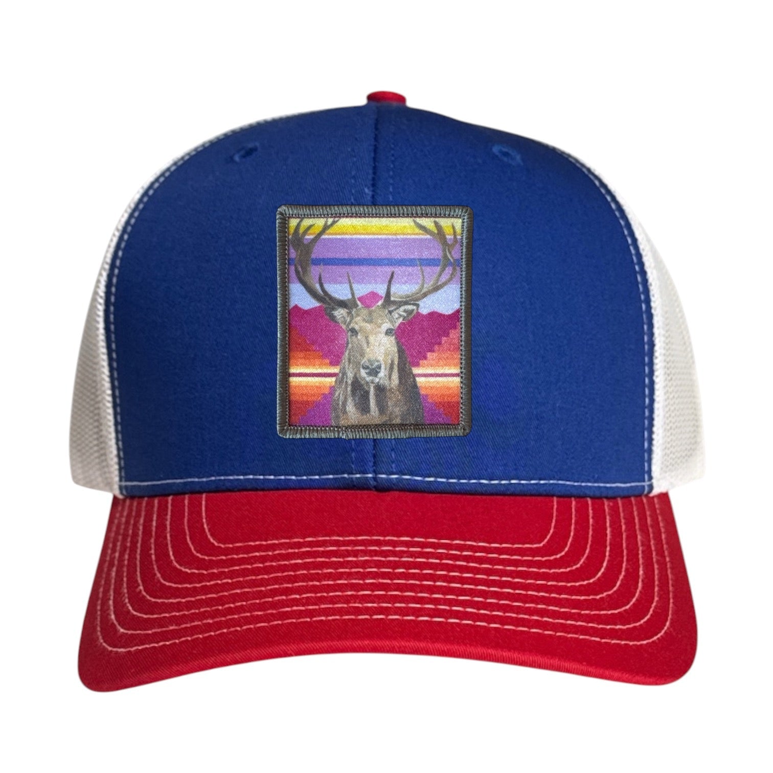 Elk Trucker Hat Hats FlynHats Red/White/Royal