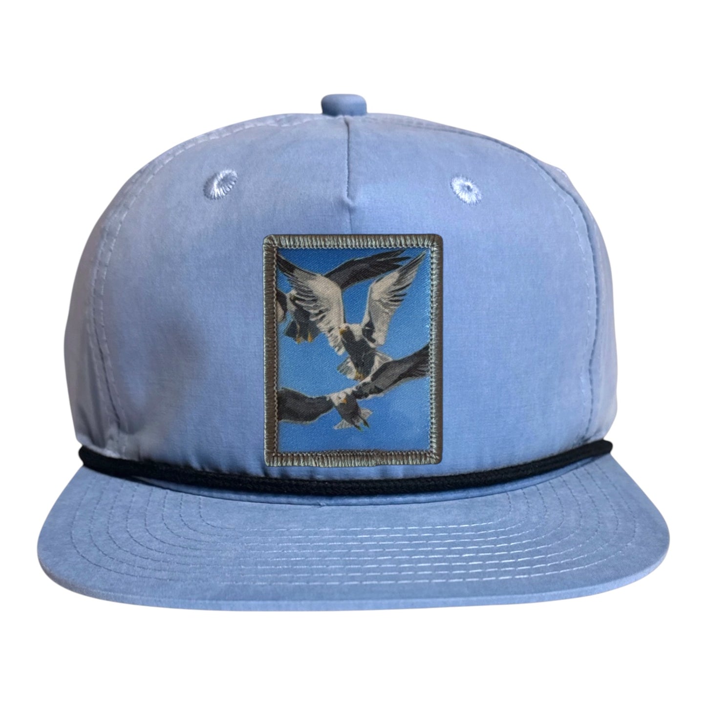 Sky/Black Rope Cap Hats FlynHats Flock Of Seagulls