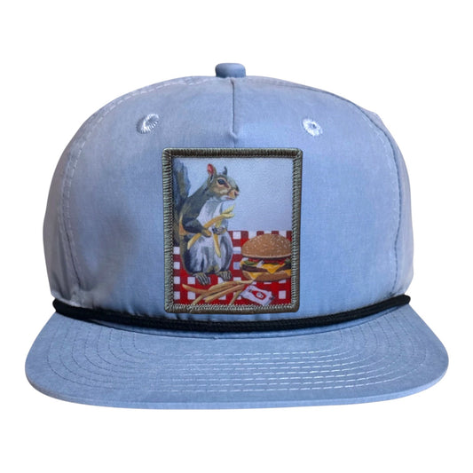 Squirrel Burger Rope Cap Hats FlynHats Sky/Black