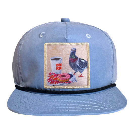 Pigeons Run On Donuts Rope Cap Hats FlynHats Sky/Black