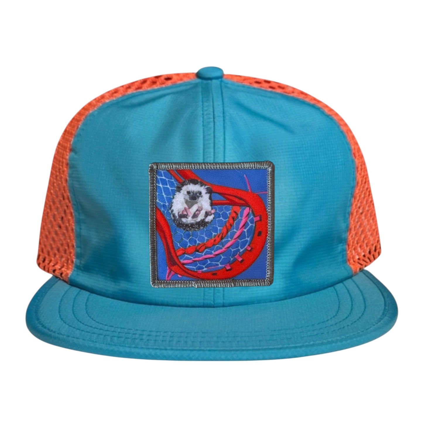 Wide Set Mesh Cap Orange/ Teal