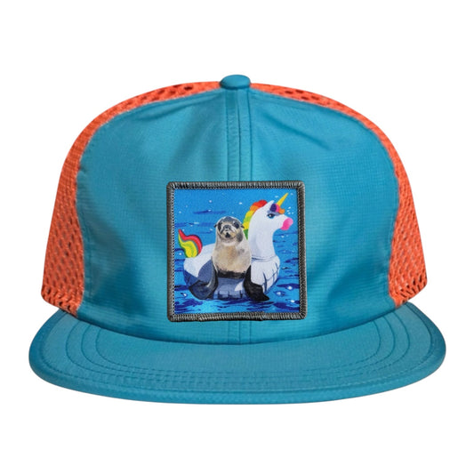 Unicorn Drifter Wideset Mesh Cap Hats FlynHats Orange/Teal
