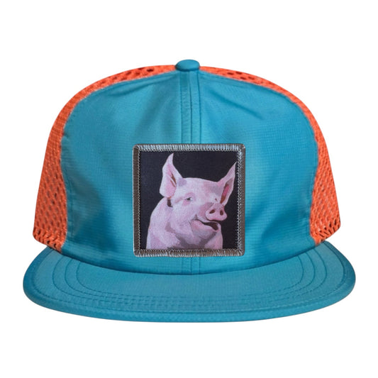 Piggie Wideset Mesh Cap Hats FlynHats Orange/Teal