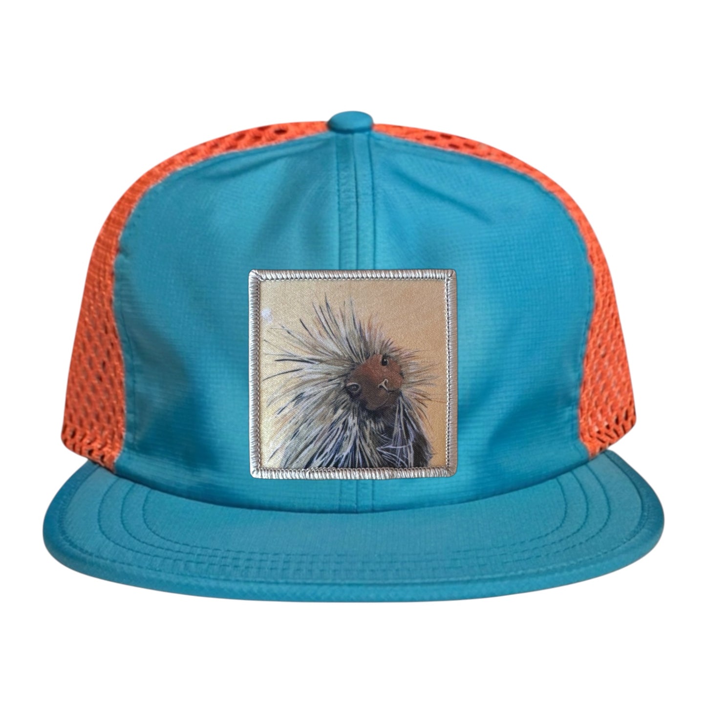 Wide Set Mesh Cap Orange/ Teal Hats FlynHats Porcupine