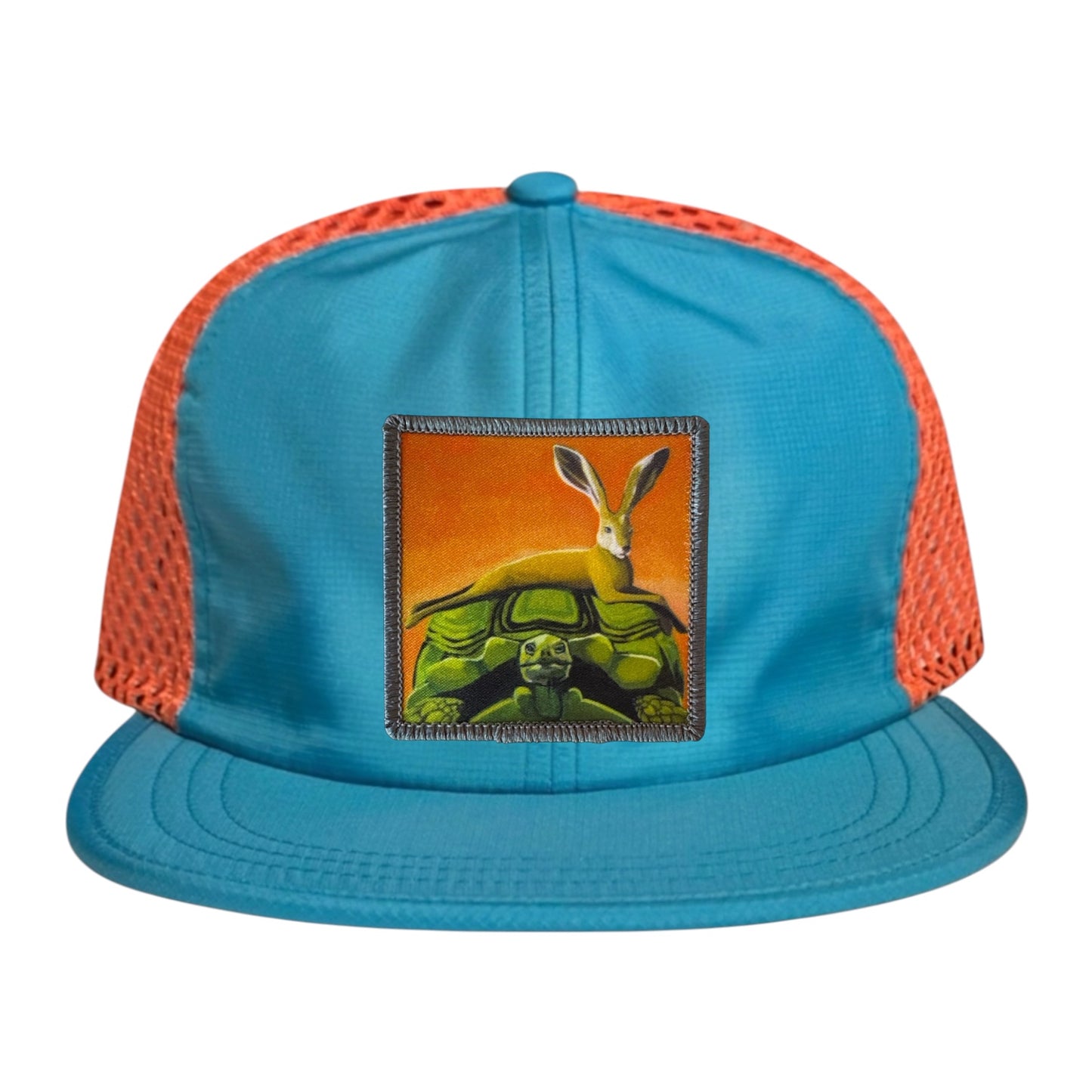 Wide Set Mesh Cap Orange/ Teal Hats FlynHats The Tortoise by a Hare