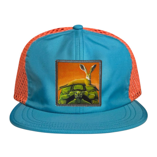 The Tortoise by a Hare Wideset Mesh Cap Hats FlynHats Orange/Teal
