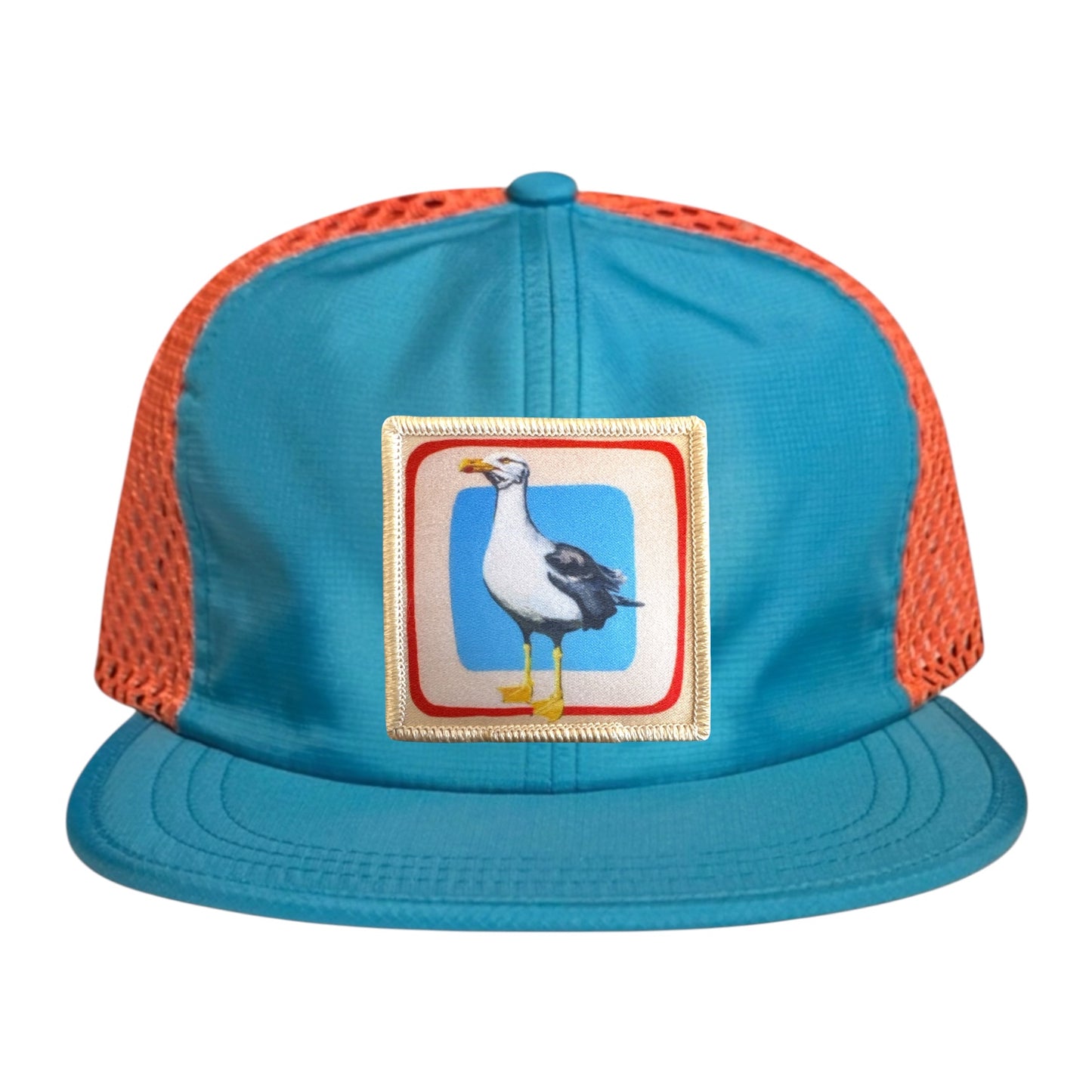 Wide Set Mesh Cap Orange/ Teal Hats FlynHats Seagull
