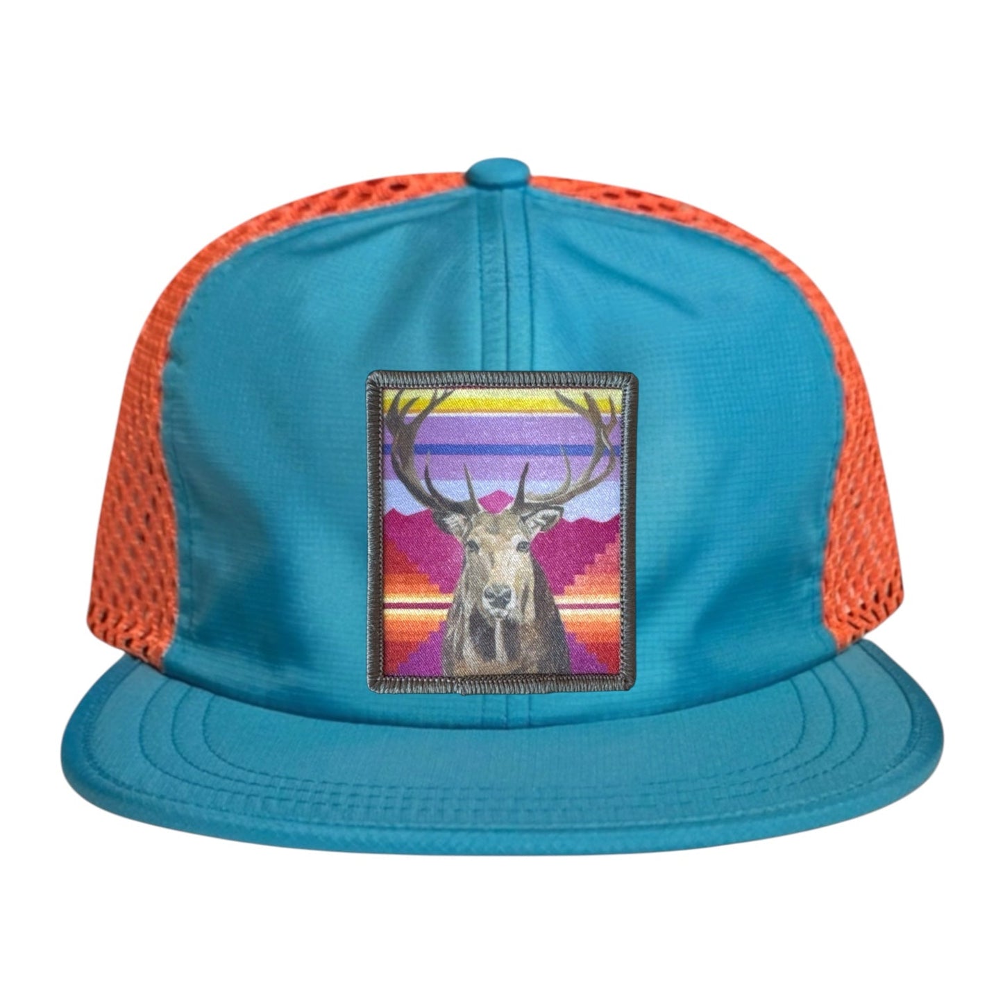 Elk Wideset Mesh Cap Hats FlynHats Orange/Teal