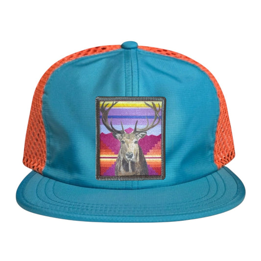 Elk Wideset Mesh Cap Hats FlynHats Orange/Teal
