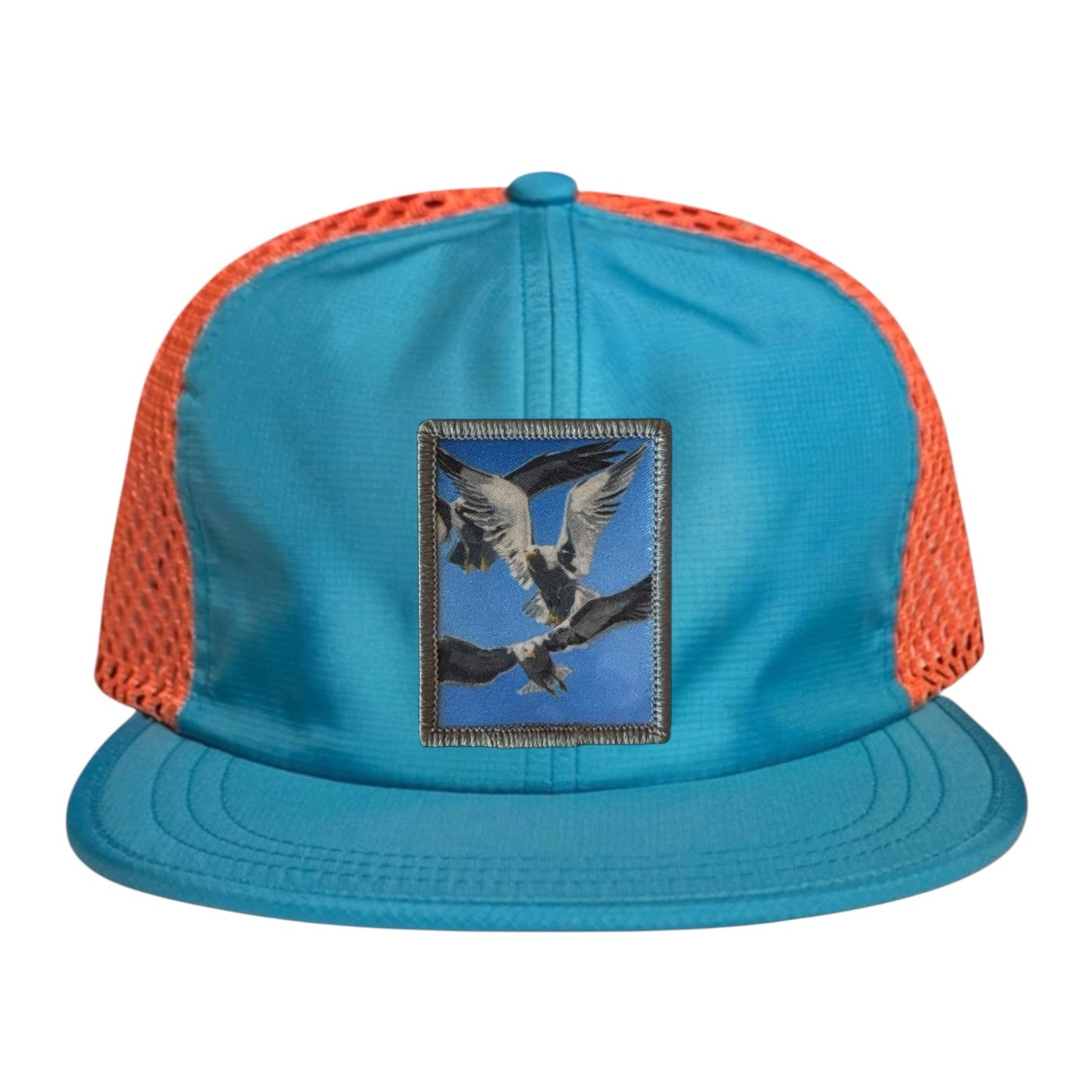 Flock Of Seagulls Wideset Mesh Cap Hats FlynHats Orange/Teal