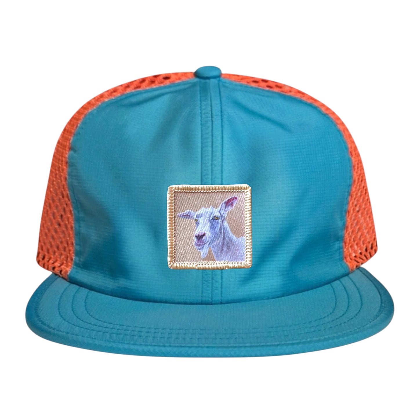 Wide Set Mesh Cap Orange/ Teal Hats FlynHats Little Goat