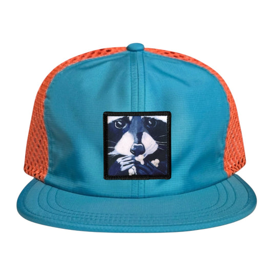 Raccoon Pop Wideset Mesh Cap Hats FlynHats Orange/Teal