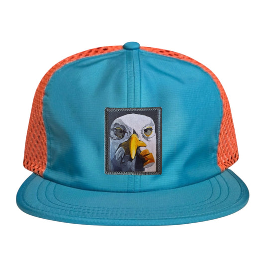 Seagull With Cig Wideset Mesh Cap Hats FlynHats Orange/Teal