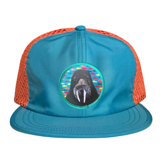 Walrus Wideset Mesh Cap Hats FlynHats Orange/Teal