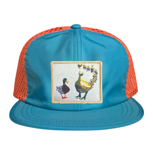 Make Way Wideset Mesh Cap Hats FlynHats Orange/Teal