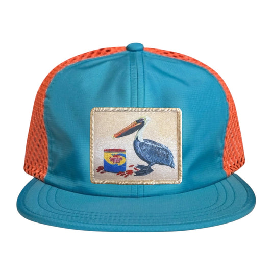 Gone Fishin' Wideset Mesh Cap Hats FlynHats Orange/Teal