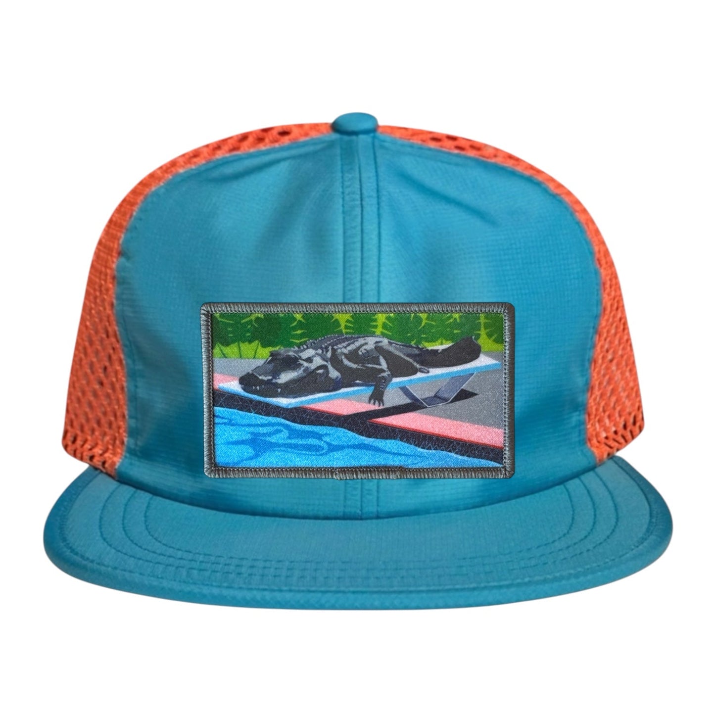 Pool Party Canceled Wideset Mesh Cap Hats FlynHats Orange/Teal