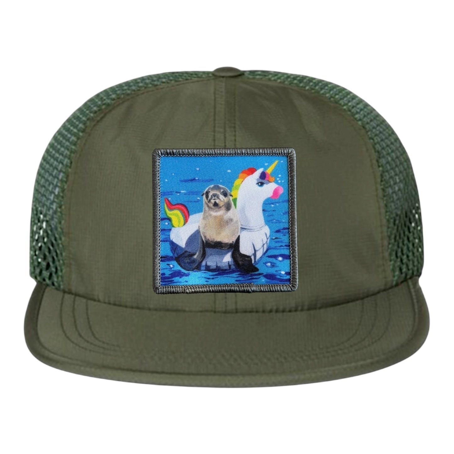 Olive Wideset Mesh Cap Hats FlynHats Unicorn Drifter