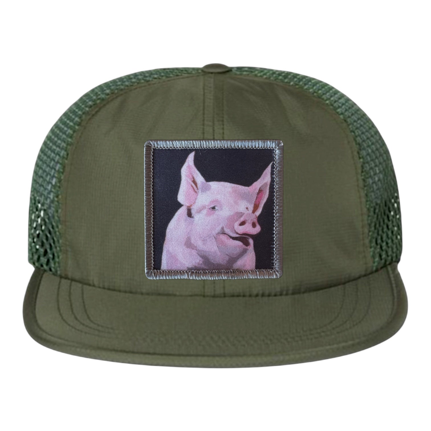 Olive Wideset Mesh Cap Hats FlynHats Piggie