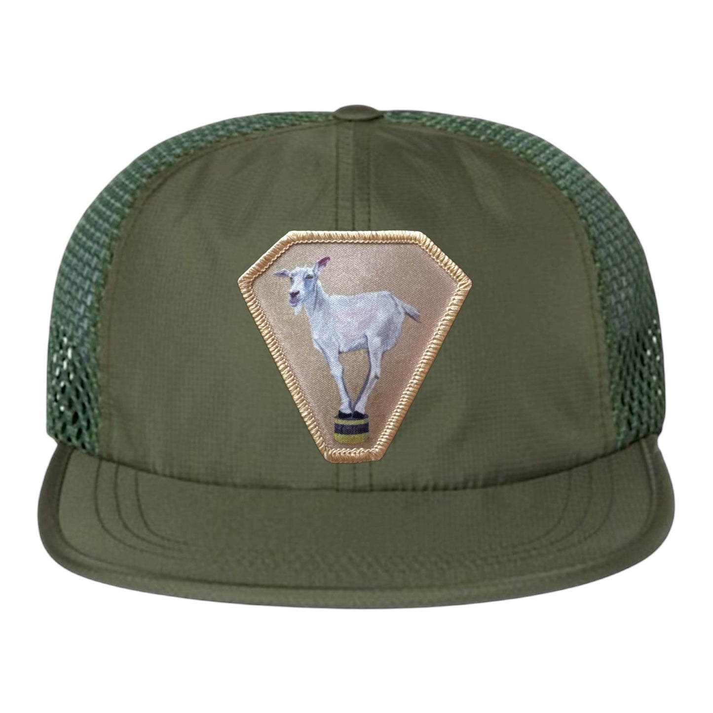 Olive Wideset Mesh Cap Hats FlynHats Diamond Goat