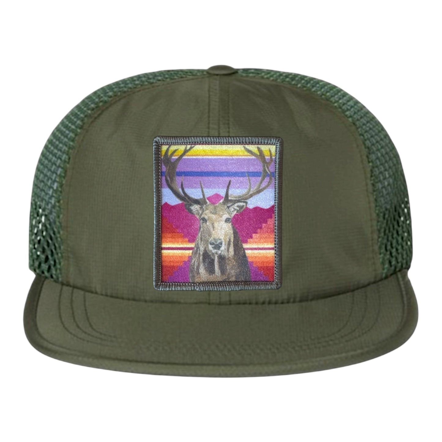 Olive Wideset Mesh Cap Hats FlynHats Elk