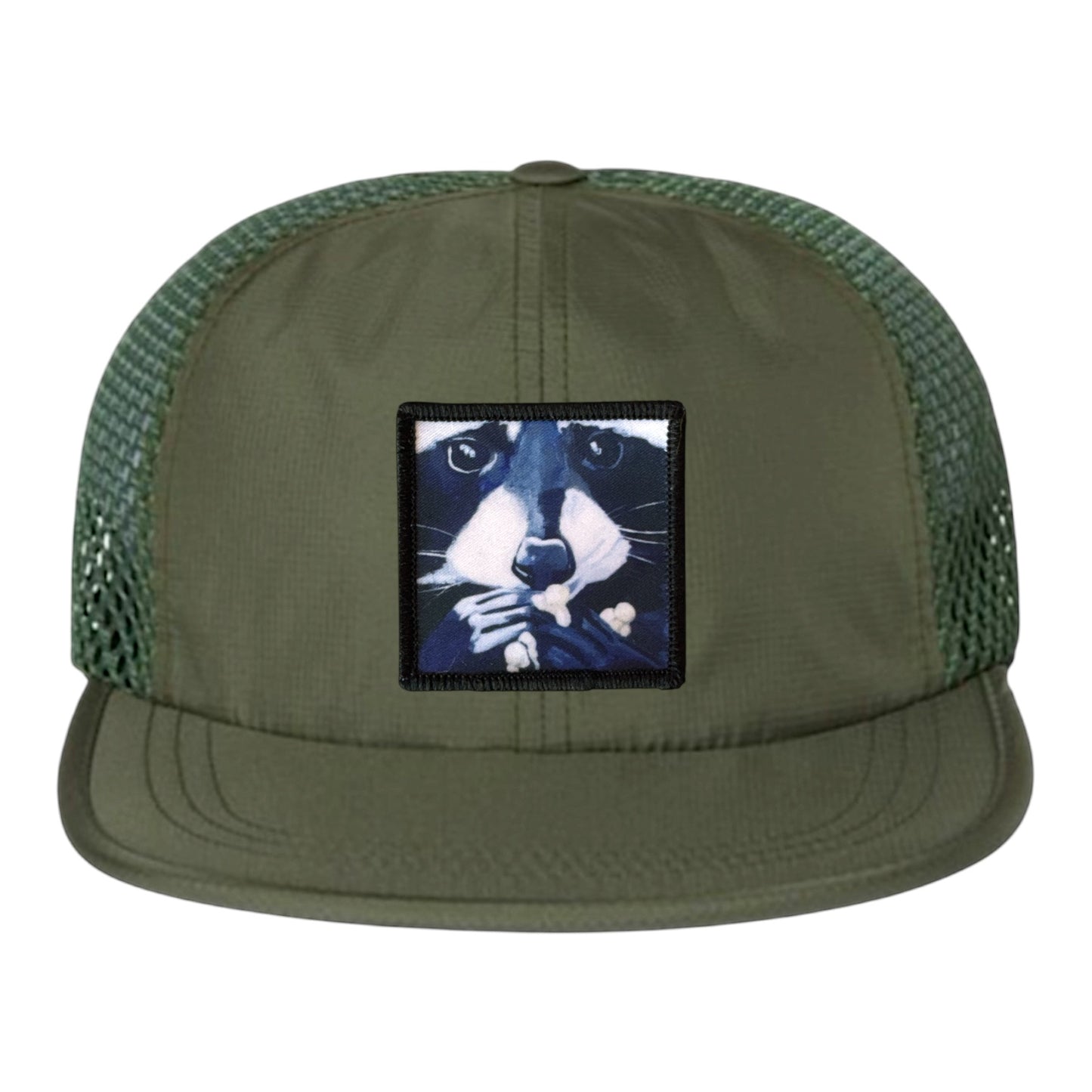 Olive Wideset Mesh Cap Hats FlynHats Raccoon Pop