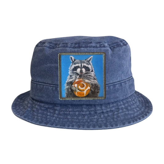 Cinnabun Bandit Raccoon Youth/Toddler Bucket Hat Hats Flyn Hats Blue Youth