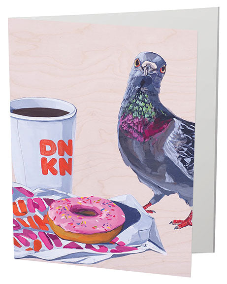 Pigeons Run On Donuts Greeting Card  Flyn_Costello_Art   