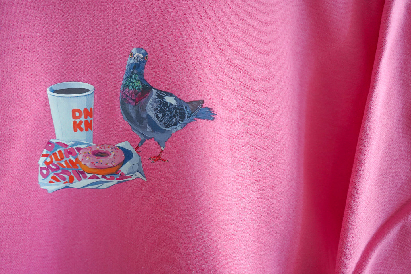 Pigeons Run On Donuts Pink Sweatshirt sweatshirt FlynHats