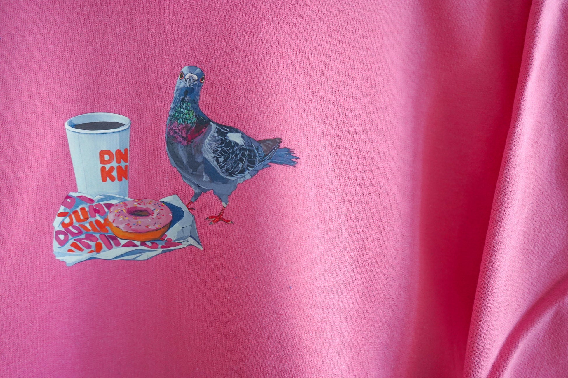 Pigeons Run On Donuts Pink Sweatshirt sweatshirt FlynHats