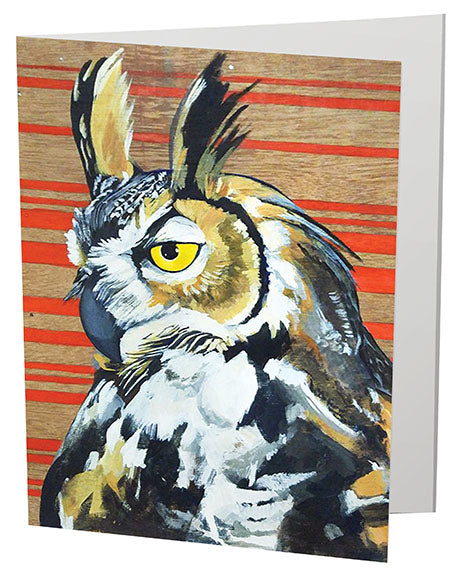 Red Gaia Owl Greeting Card  Flyn_Costello_Art   