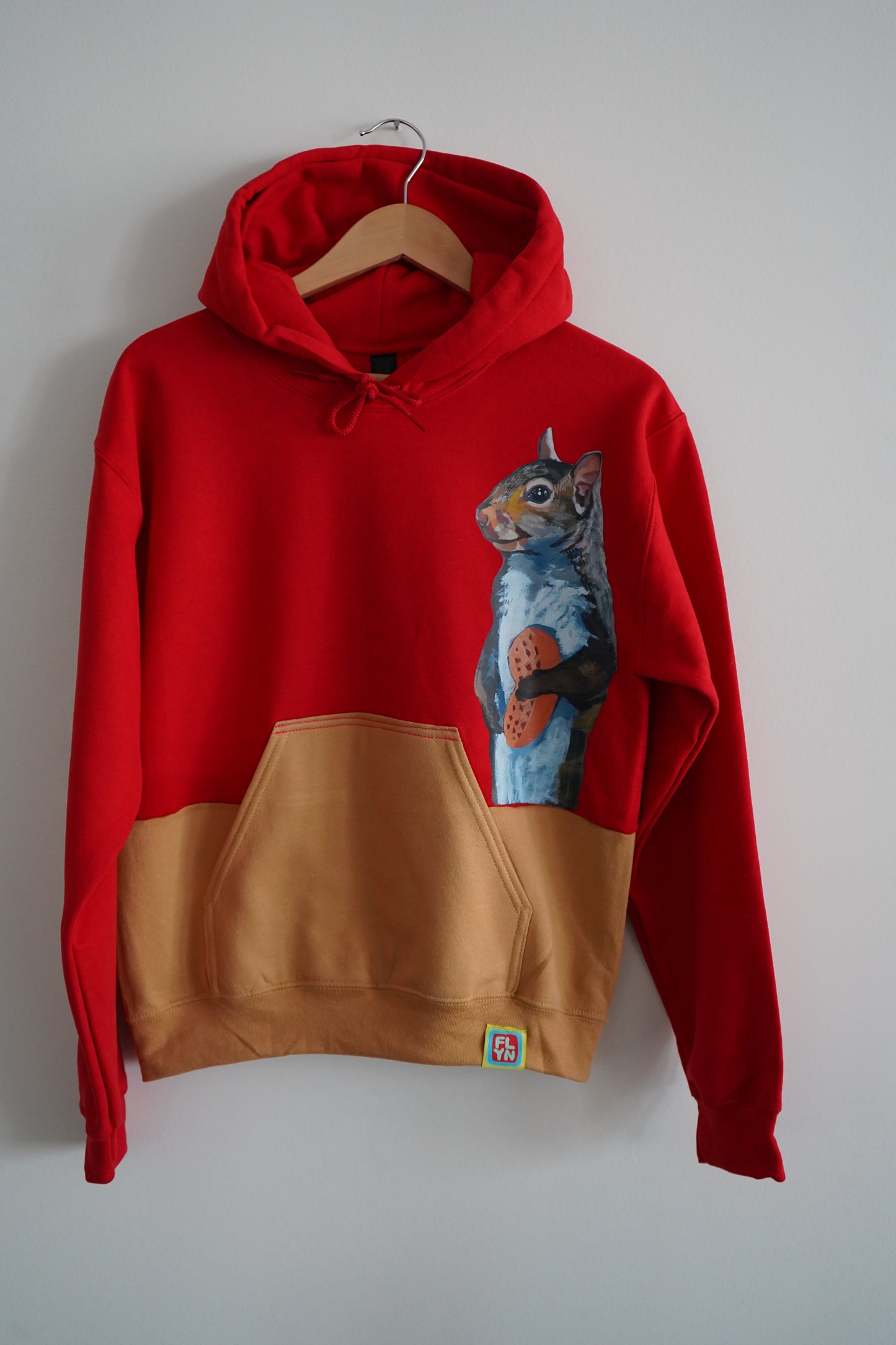 Peanut Squirrel Colorblock Hoodie Sweatshirt FlynHats S Red Camel