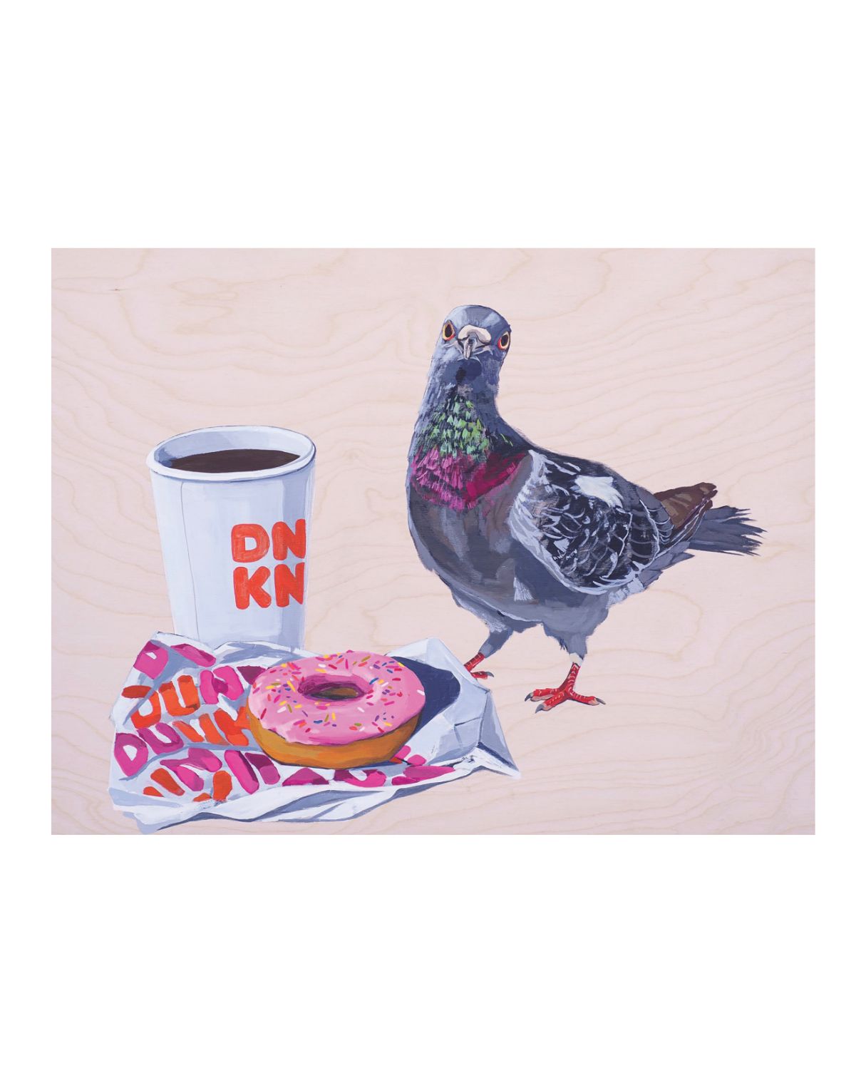 Pigeons Run on Donuts Large print Prints Flyn_Costello_Art 20"x 26"