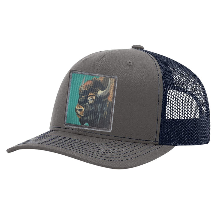 Charcoal/ Navy Trucker Hats Flyn Costello Bison  