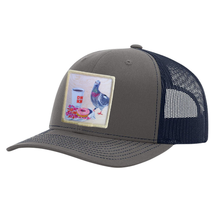 Charcoal/ Navy Trucker Hats Flyn Costello Pigeons Run On Donuts  
