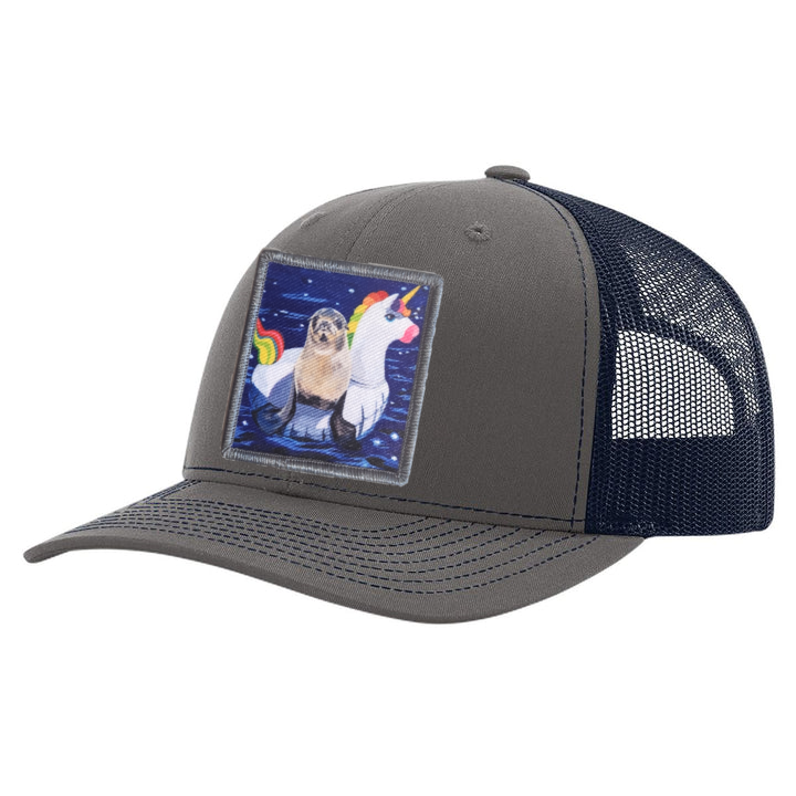 Charcoal/ Navy Trucker Hats Flyn Costello Unicorn Drifter  