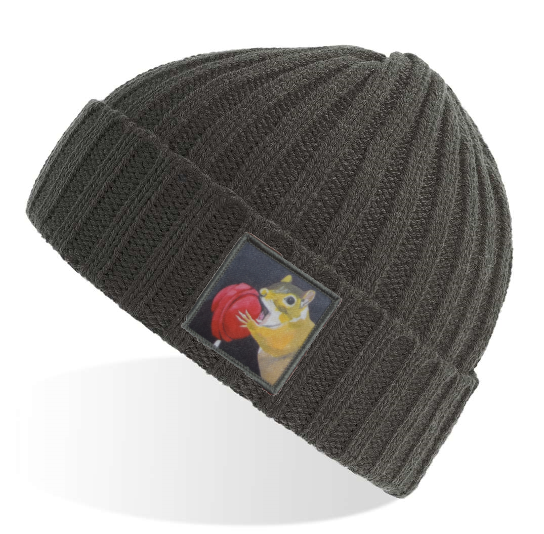 Lolly Chipmunk Sustainable Cable Knit Beanie - Grey