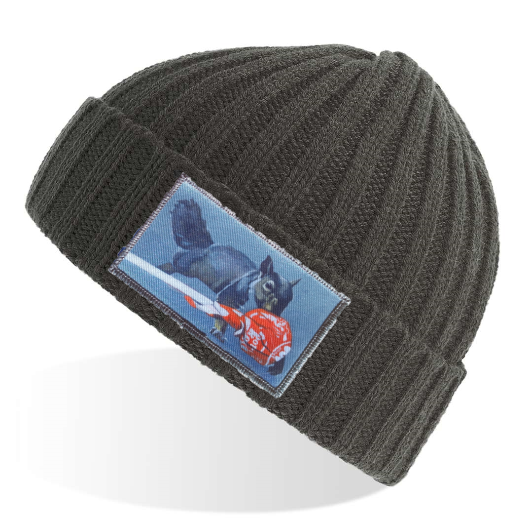 Secret Stash Squirrel Sustainable Cable Knit Beanie - Grey