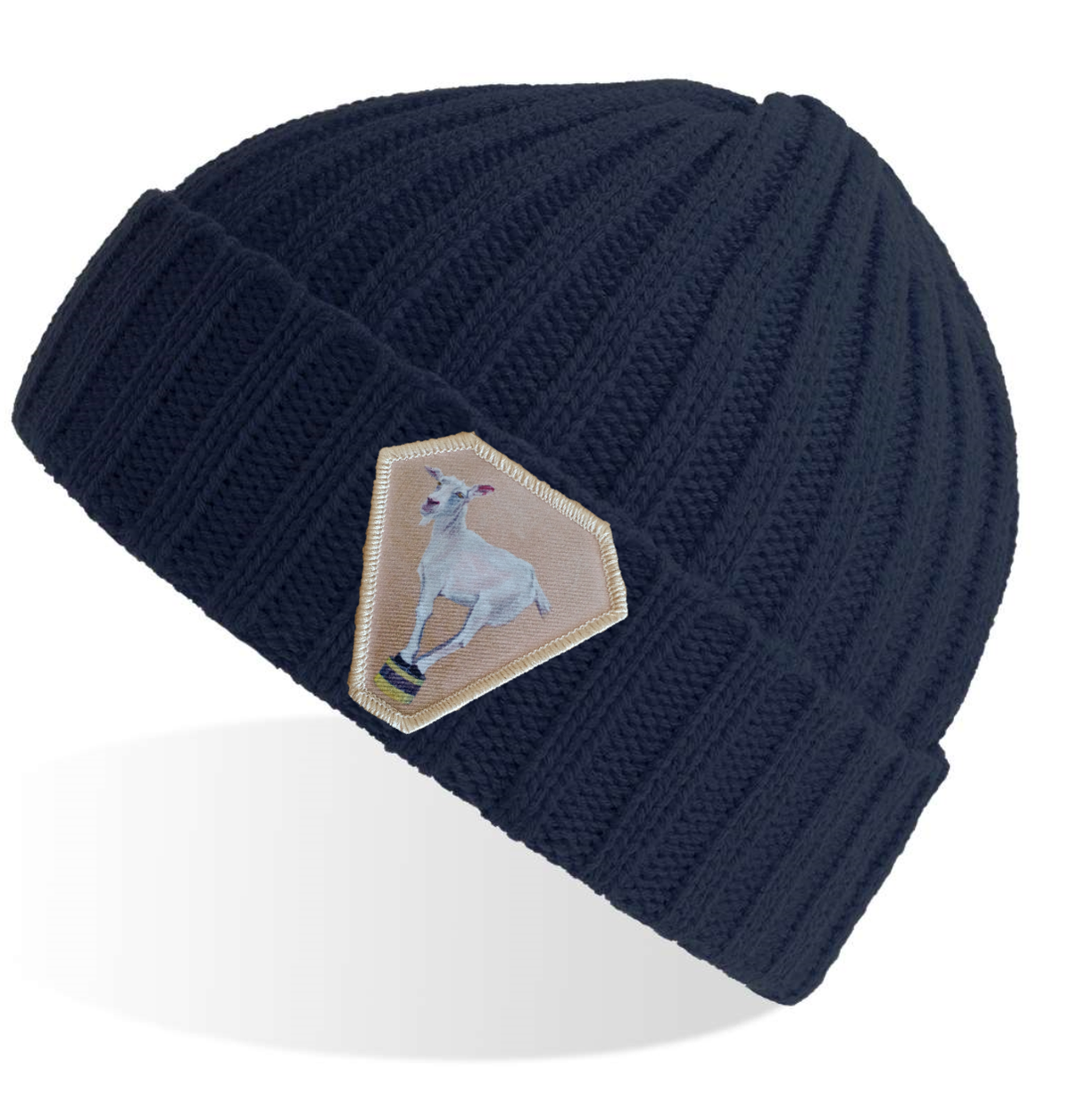 Diamond Goat Sustainable Cable Knit Beanie - Navy