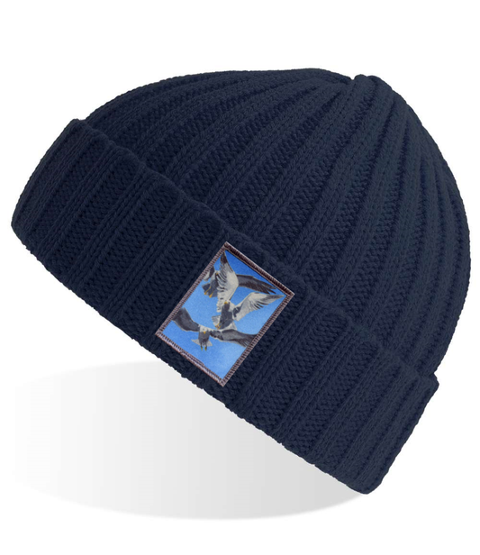 Flock Sustainable Cable Knit Beanie Hats Flyn Hats Navy