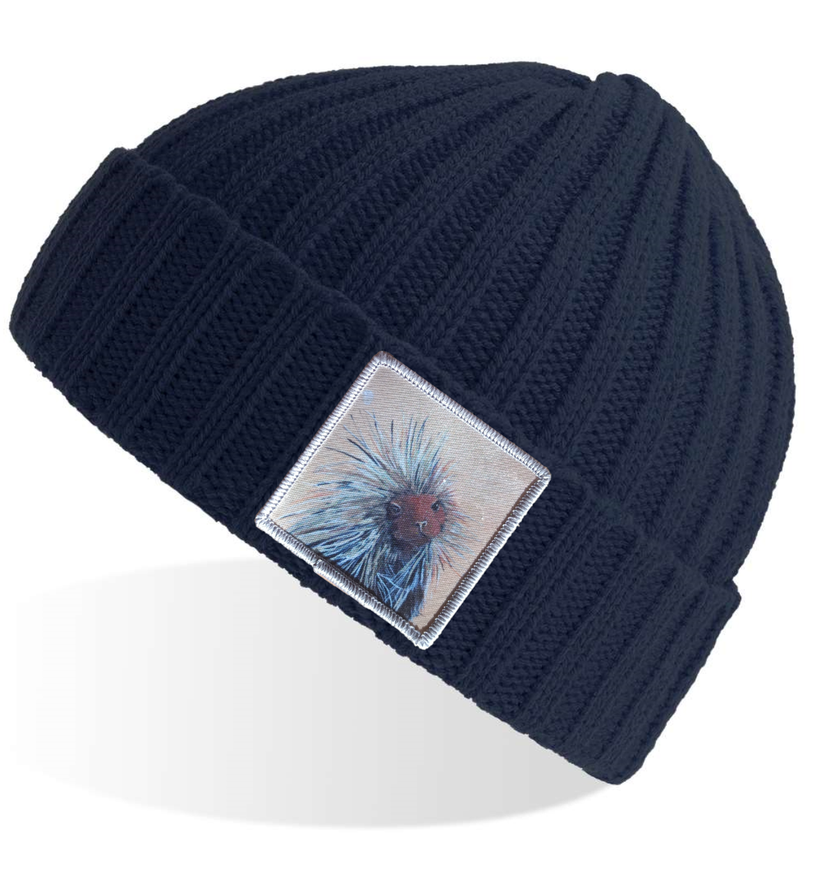 I Don't Mean to Burst Your Bubble Porcupine Sustainable Cable Knit Beanie - Navy