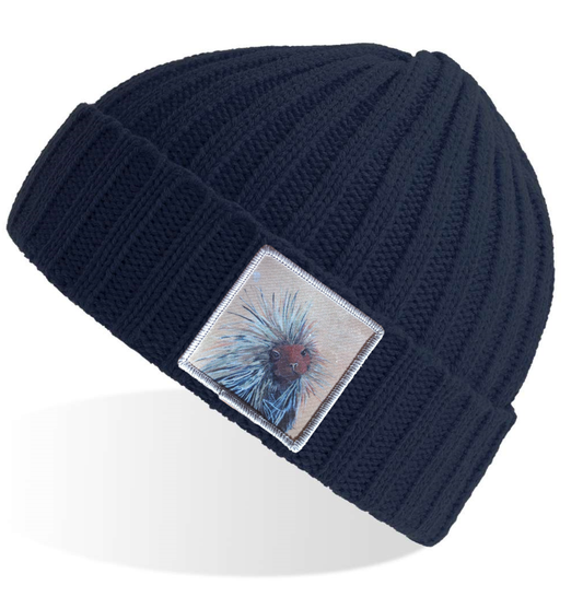 I Don't Mean to Burst Your Bubble Porcupine Sustainable Cable Knit Beanie Hats Flyn Hats Navy