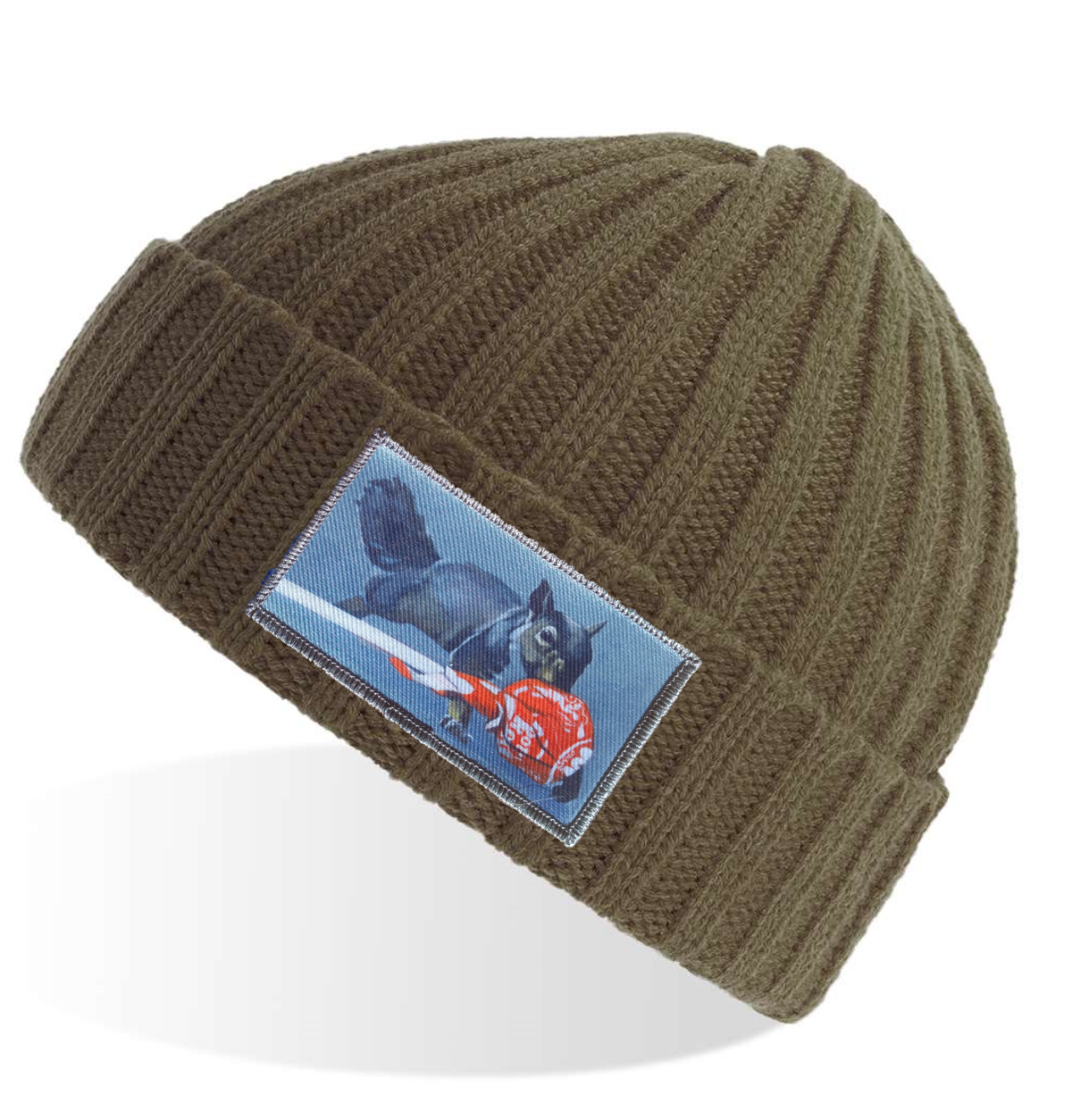 Secret Stash Squirrel Sustainable Cable Knit Beanie - Olive