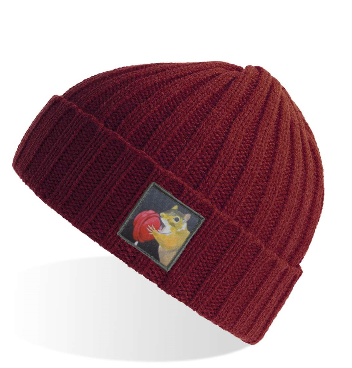 Lolly Chipmunk Sustainable Cable Knit Beanie - Maroon