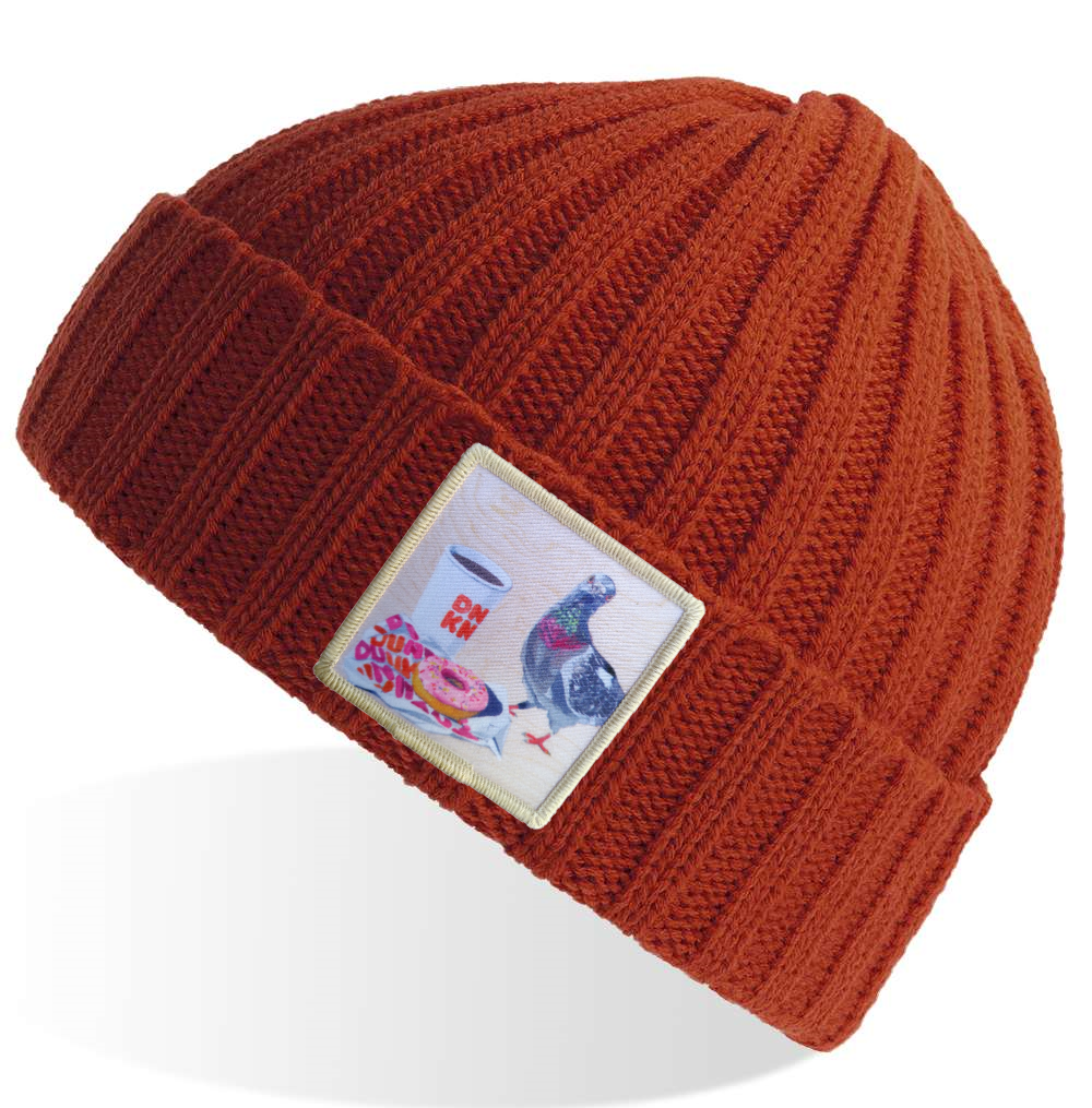 Pigeons Run on Donuts Sustainable Cable Knit Beanie - Rusty